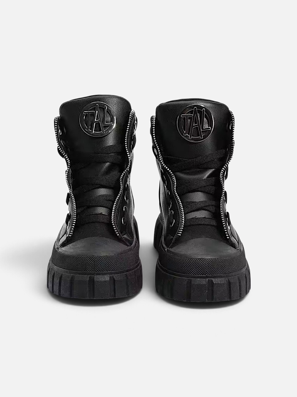 Black Lug-Sole Platform Sneaker High Top Lace Up Ankle Boot 9.5